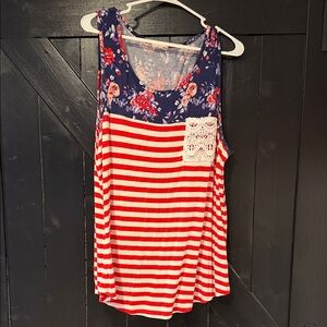 Floral and Striped Sleeveless Top